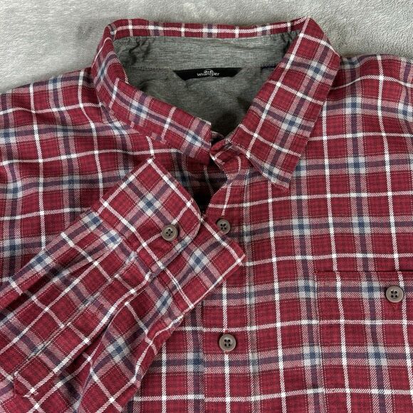 Wrangler Shirt Mens 2X Western Long Sleeve Red Gray Plaid‎ Button Cotton Blend - Picture 1 of 9